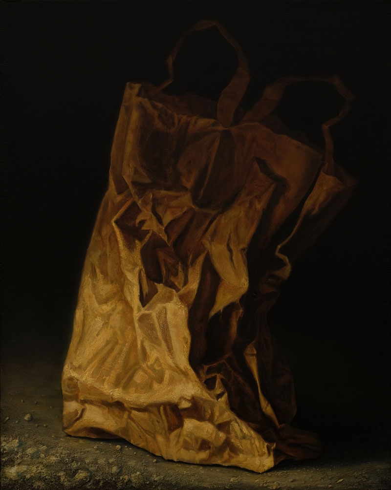"Papiertüte", Öl auf Holz, 49 cm x 40 cm, 2016