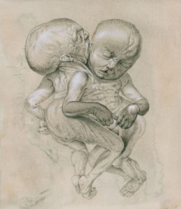 "Zwillinge", Bleistift-und-Aquarell-auf-Papier, 2015